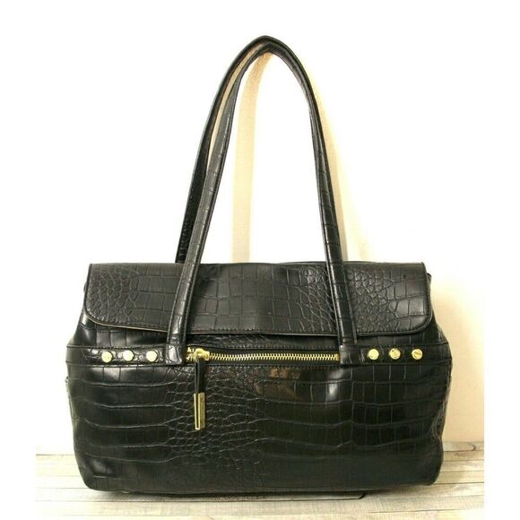 LARGE TUTILO NEW YORK CROCO VEGAN LEATHER ZIP BUSINESS TOTE SHOULDER BAG HANDBAG - Picture 1 of 10